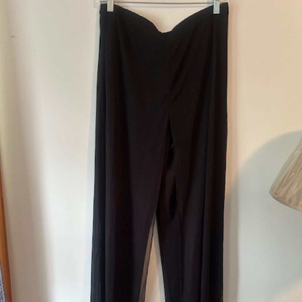 Connected Vintage Black Pull-up Sheer overlay pants, size 14